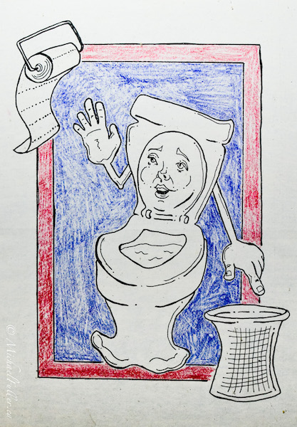 Asian bathroom toilet paper instructions