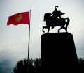 Manas and Kyrgyzstan flag in Bishkek